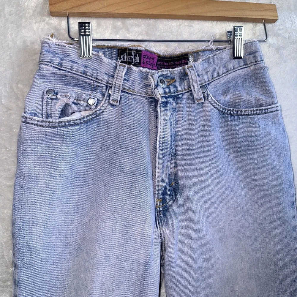 VTG Levis SilverTab Jeans Women 9/10 LightWash Straight USA 90s 26x29 Distressed - Picture 3 of 16